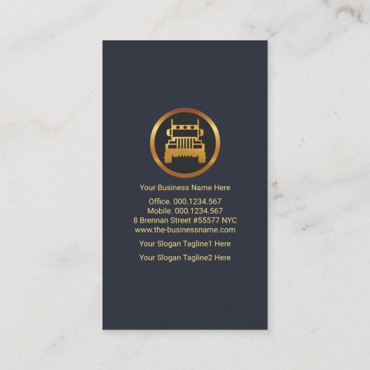 Gold Semi Truck Exquise Blue Trucker Visitekaartje (Achterkant)