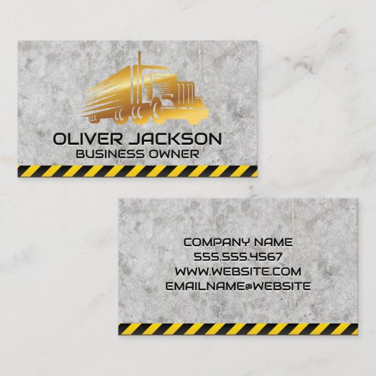 Gold Semi Truck Logo | Bouw | Concreet Visitekaartje (Voorkant / Achterkant)