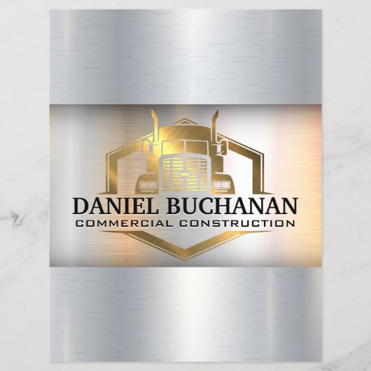 Gold Semi Truck Logo | Metallic Industrial Busine Flyer (Voorkant)