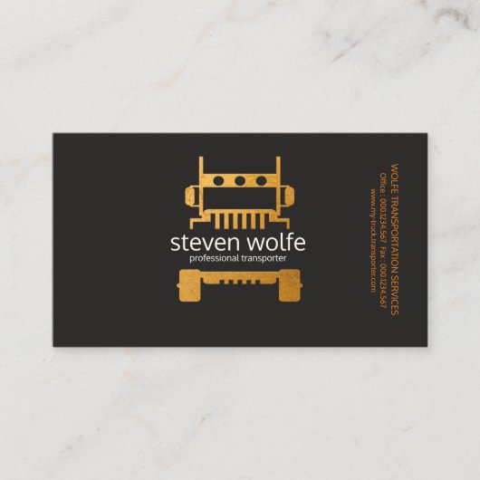 Gold Semi Truck Professional Transport Visitekaartje (Voorkant)