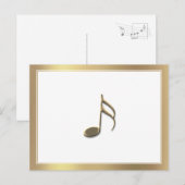 Gold Semiquaver Music Note op wit Briefkaart (Voorkant / Achterkant)