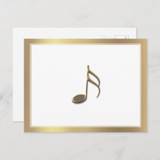 Gold Semiquaver Music Note op wit Briefkaart (Voorkant / Achterkant)