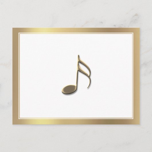Gold Semiquaver Music Note op wit Briefkaart (Voorkant)