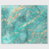Gold Sepia Aqua Marble Sone Metallic Strokes Cadeaupapier (Vlak)