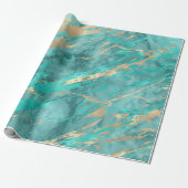 Gold Sepia Aqua Marble Sone Metallic Strokes Cadeaupapier (Uitgerold)