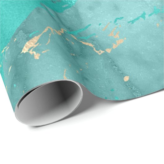Gold Sepia Aqua Marble Sone Metallic Strokes Cadeaupapier (Rol Hoek)