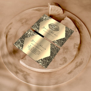 Gold Sepia Glitter Makeup Artist Kiss Lips Visitekaartje