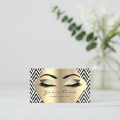 Gold Sepia Glitter Makeup Artist Lash Black White Visitekaartje (Staand voorkant)