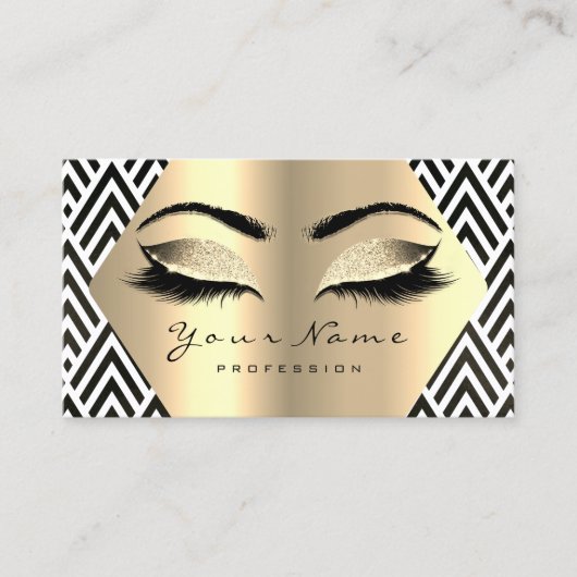 Gold Sepia Glitter Makeup Artist Lash Black White Visitekaartje (Voorkant)