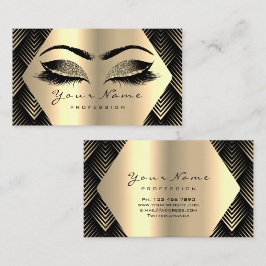 Gold Sepia Glitter Makeup Artist Lashes Black Blog Visitekaartje (Voorkant / Achterkant)
