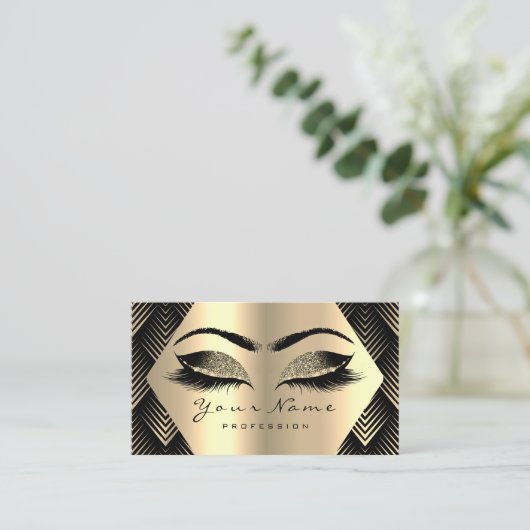 Gold Sepia Glitter Makeup Artist Lashes Black Blog Visitekaartje (Staand voorkant)