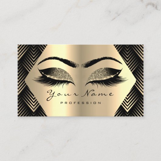 Gold Sepia Glitter Makeup Artist Lashes Black Blog Visitekaartje (Voorkant)