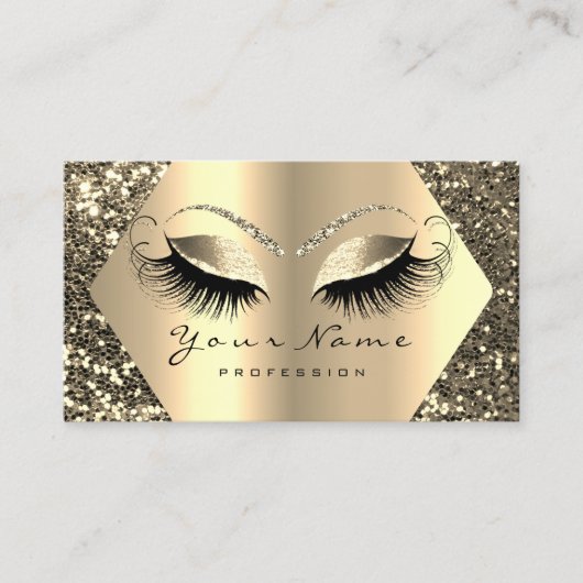Gold Sepia Glitter Makeup Artist Lashes Browns VIP Visitekaartje (Voorkant)
