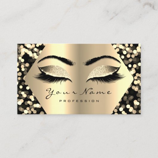 Gold Sepia Glitter Makeup Artist Lashes Confetti Visitekaartje (Voorkant)