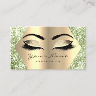 Gold Sepia Glitter Makeup Artist Lashes Mint Green Visitekaartje