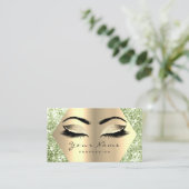 Gold Sepia Glitter Makeup Artist Lashes Mint Green Visitekaartje (Staand voorkant)