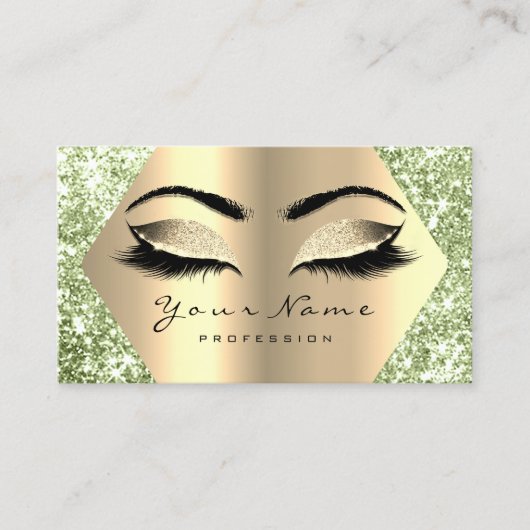 Gold Sepia Glitter Makeup Artist Lashes Mint Green Visitekaartje (Voorkant)