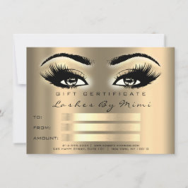 Gold Sepia Lashes Makeup Artist Certificate Gift Kaart