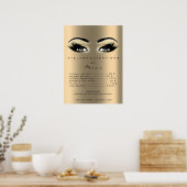 Gold Sepia Makeup Artist Eyes Lashes Prijslijst Poster (Keuken)