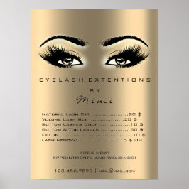Gold Sepia Makeup Artist Eyes Lashes Prijslijst Poster