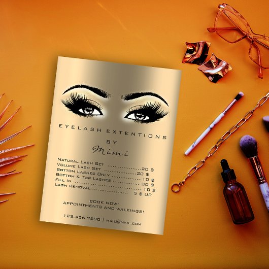 Gold Sepia Makeup Artist Waxing Lashing - Prijslij Poster