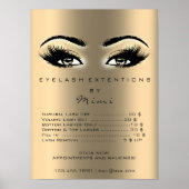 Gold Sepia Makeup Artist Waxing Lashing - Prijslij Poster (Voorkant)