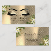 Gold Sepia Metallic Makeup Artist Lashes Floral Visitekaartje (Voorkant / Achterkant)