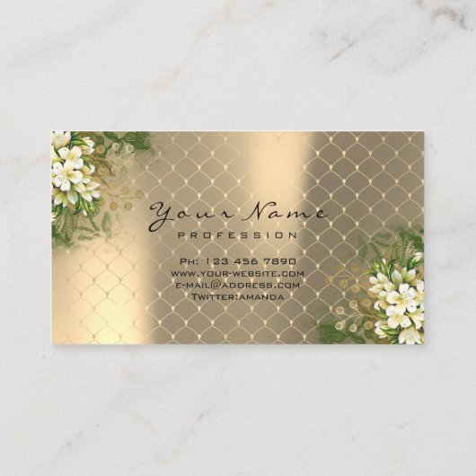 Gold Sepia Metallic Makeup Artist Lashes Floral Visitekaartje (Achterkant)