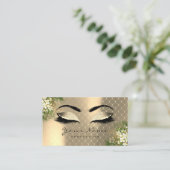 Gold Sepia Metallic Makeup Artist Lashes Floral Visitekaartje (Staand voorkant)