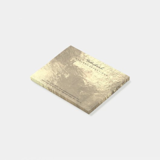 Gold Sepia Metallic Name Web Telefoon Post-it® Notes (Schuin)