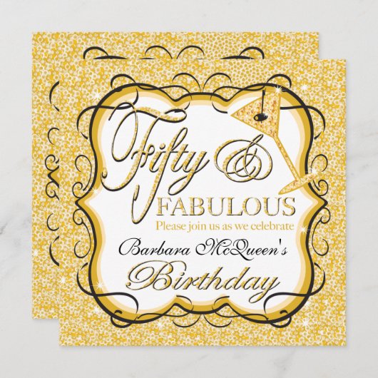 Gold Sequin 50e verjaardag Kaart (Voorkant / Achterkant)