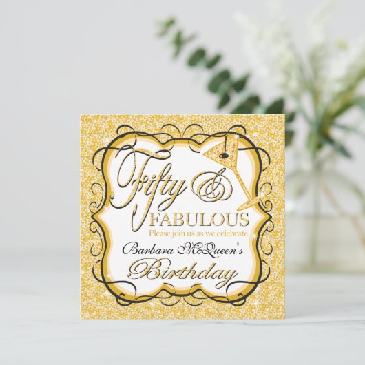 Gold Sequin 50e verjaardag Kaart (Staand voorkant)