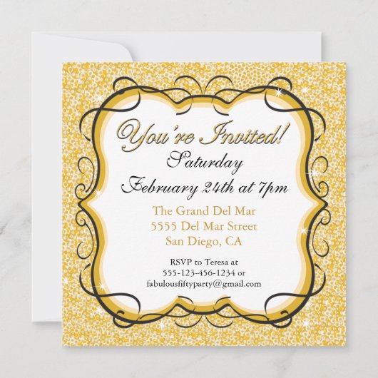 Gold Sequin 50e verjaardag Kaart (Achterkant)