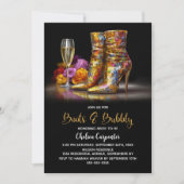 Gold Sequin Boots and Bubbly Bridal Shower Kaart (Voorkant)