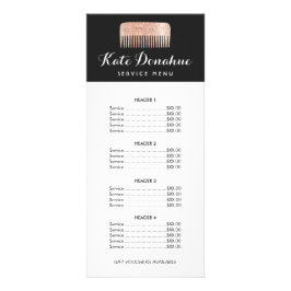 Gold Sequin Comb Haarstylist Salon Price List Menu