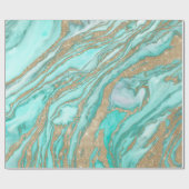 Gold Sequin Glitter Blauwgroen Smoky Marmer Cadeaupapier (Vlak)