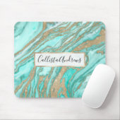 Gold Sequin Glitter Blauwgroen Smoky Marmer Muismat (Met muis)