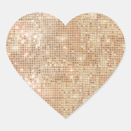 Gold Sequin Heart Sticker (Voorkant)