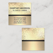 Gold Sequin | Kieuwnet | Goud metaal Vierkante Visitekaartje (Voorkant / Achterkant)