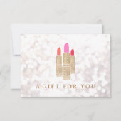 Gold Sequin Lipstick Beauty Salon Gift Certificate (Voorkant)