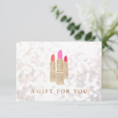 Gold Sequin Lipstick Beauty Salon Gift Certificate (Staand voorkant)