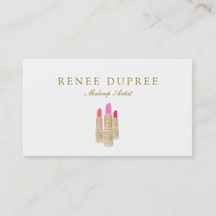 Gold Sequin Lipstick Makeup Artist Beauty Salon Visitekaartje