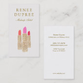 Gold Sequin Lipstick Makeup Artist Beauty Salon Visitekaartje (Voorkant / Achterkant)