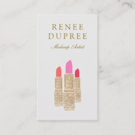 Gold Sequin Lipstick Makeup Artist Beauty Salon Visitekaartje