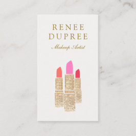 Gold Sequin Lipstick Makeup Artist Beauty Salon Visitekaartje