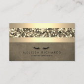 Gold & Sequin Makeup Artist Eyelash Extensions Visitekaartje (Voorkant)