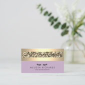 Gold & Sequin Makeup Artist Eyelash Extensions Visitekaartje (Staand voorkant)