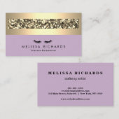 Gold & Sequin Makeup Artist Eyelash Extensions Visitekaartje (Voorkant / Achterkant)