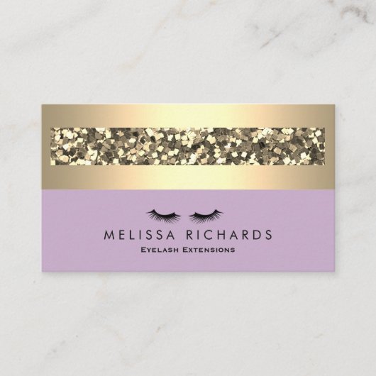 Gold & Sequin Makeup Artist Eyelash Extensions Visitekaartje (Voorkant)