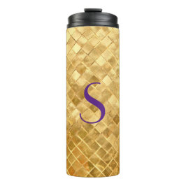 Gold Sequin Monogrammed Thermal Tumbler Thermosbeker